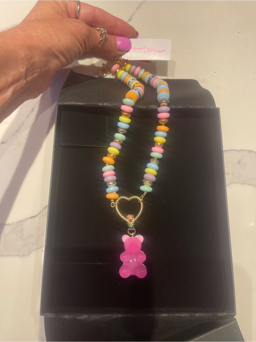 “Betsey Johnson Y2K Gummy Bear Beaded Necklace Colorful Candy”